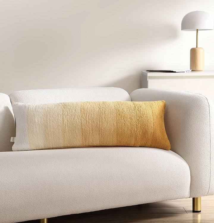 Simple and Elegant Granite and Marigold Striped Lumbar Pillow - The Rug Decor
