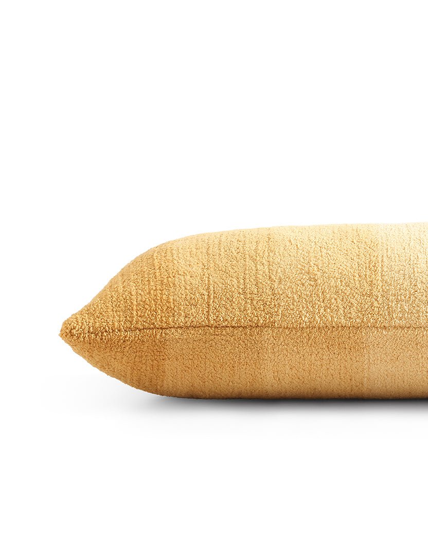 Simple and Elegant Granite and Marigold Striped Lumbar Pillow - The Rug Decor