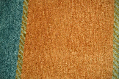 Small 1.5x2 Gold and Blue Wool Hand Knotted traditional Vintage Antique Southwestern Tribal Gabbeh | TRDCP355152 - The Rug Decor
