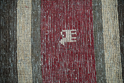 Small 1.5x2 Red, Ivory and Brown Wool Hand Knotted traditional Persian Vintage Antique Southwestern Gabbeh Rug| TRDCP311152 - The Rug Decor
