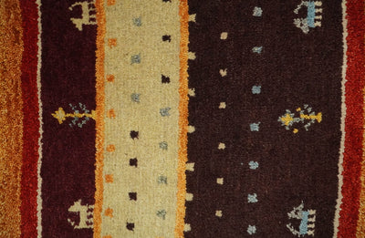 Small 1.5x2 Rust, Ivory and Brown Wool Hand Knotted traditional Persian Vintage Antique Southwestern Gabbeh Rug| TRDCP590152 - The Rug Decor
