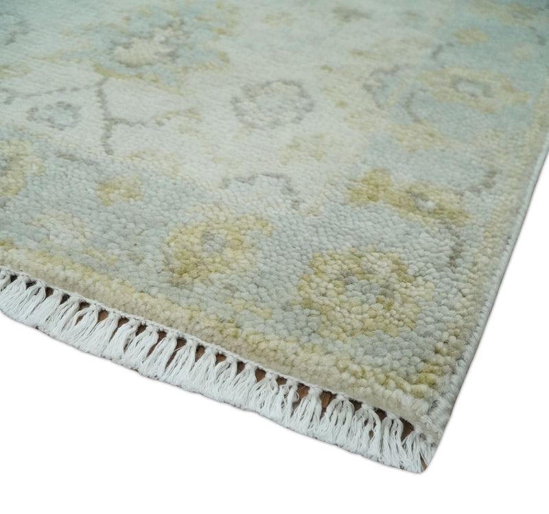 Small 2x3 Hand Knotted Ivory, Beige and Silver Traditional Oushak Wool Rug - The Rug Decor