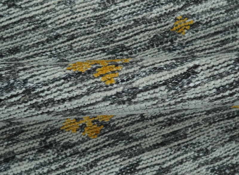 Small 2x3 Hand Knotted Ivory, Charcoal and Gold Geometrical shape Wool Rug - The Rug Decor