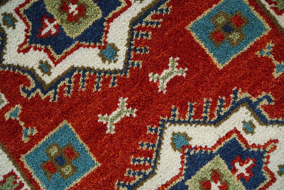 Small 2x3 Red and Ivory Wool Hand Knotted traditional Persian Vintage Antique Southwestern Kazak | TRDCP18823 - The Rug Decor