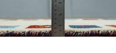Small 2x3 Red Blue White Wool Hand Knotted traditional Persian Vintage Antique Southwestern Tribal Gabbeh | TRDCP35823 - The Rug Decor