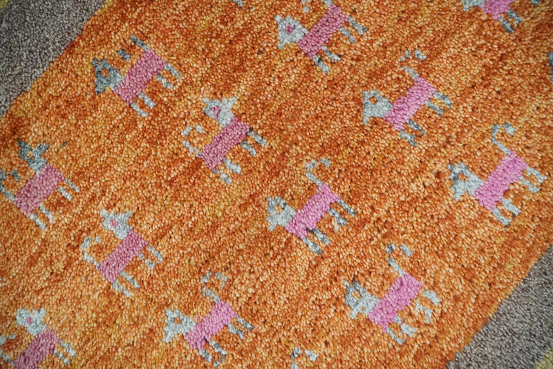 Small 2x3 Rust Gray Wool Hand Knotted traditional Persian Vintage Antique Southwestern Gabbeh | TRDCP36423 - The Rug Decor