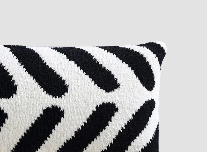 Soft And Comfy Black and White Chevron Tulum Lumbar Pillow - The Rug Decor