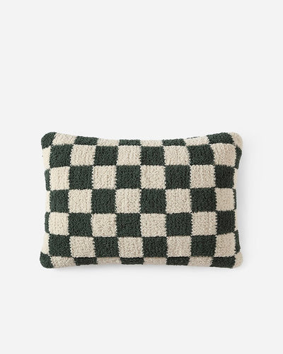 Soft and Comfy Mardi Gras and Midnight - Off White, Moss - Sahara Tan and Mocha - Sahara Tan Checkerboard Mini Pillow - The Rug Decor