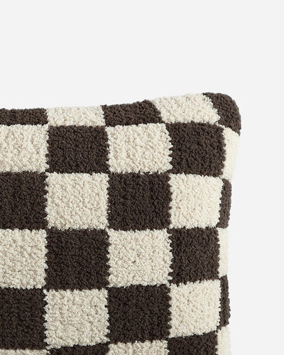 Soft and Comfy Mardi Gras and Midnight - Off White, Moss - Sahara Tan and Mocha - Sahara Tan Checkerboard Mini Pillow - The Rug Decor