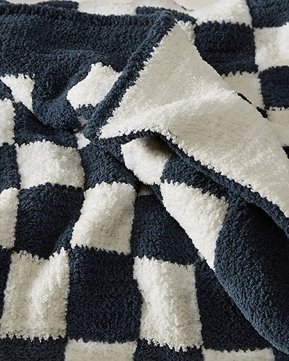 Soft and Comfy Mardi Gras and Midnight - Off White, Moss - Sahara Tan and Mocha - Sahara Tan Checkerboard Throw - The Rug Decor
