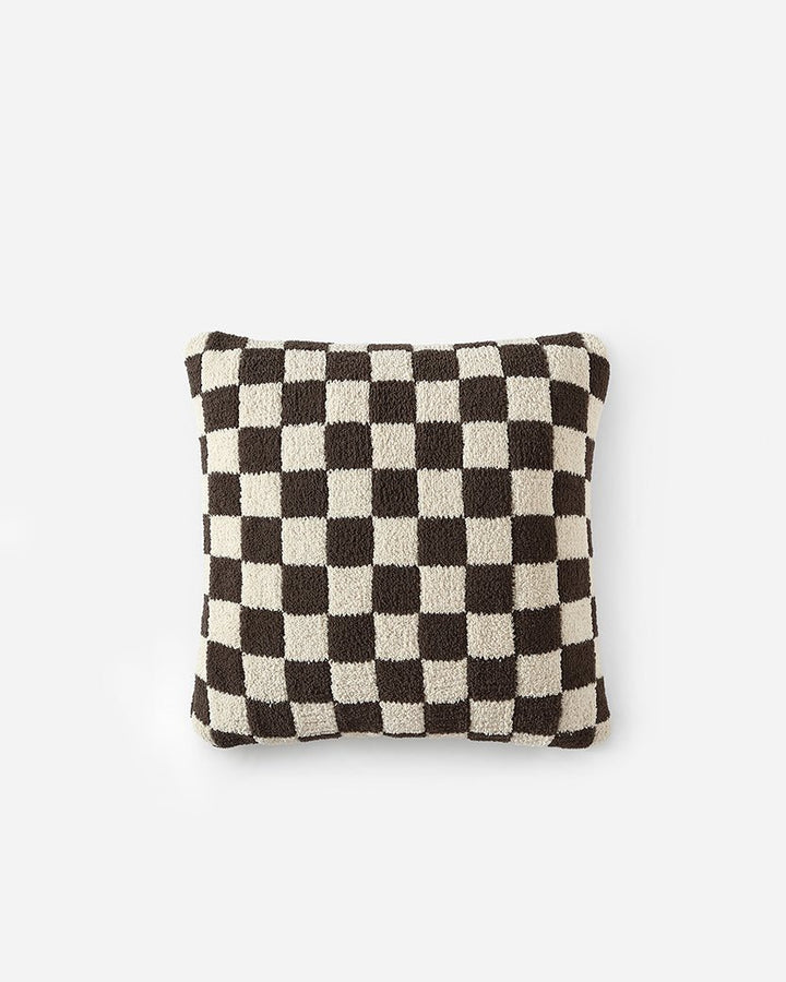 Soft and Comfy Mardi Gras and Midnight - Off White, Moss - Sahara Tan and Mocha - Sahara Tan Checkerboard Throw Pillow - The Rug Decor