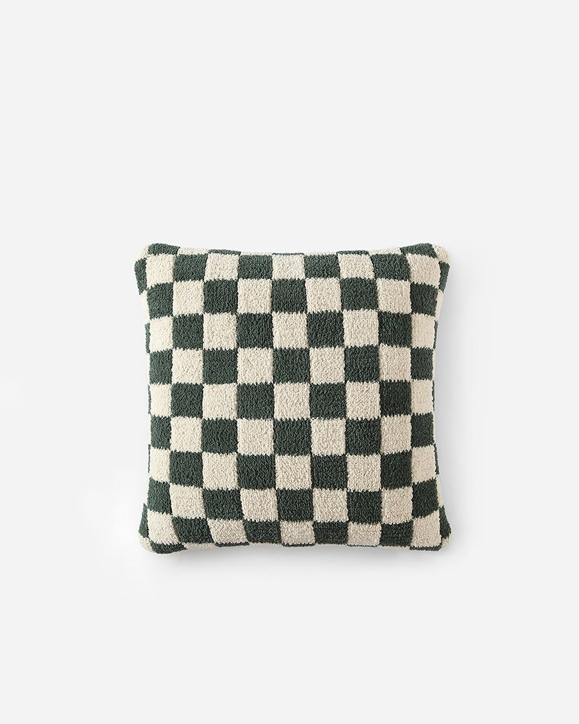 Soft and Comfy Mardi Gras and Midnight - Off White, Moss - Sahara Tan and Mocha - Sahara Tan Checkerboard Throw Pillow - The Rug Decor