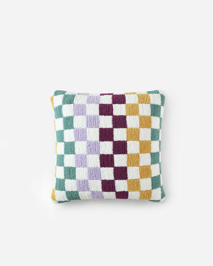 Soft and Comfy Mardi Gras and Midnight - Off White, Moss - Sahara Tan and Mocha - Sahara Tan Checkerboard Throw Pillow - The Rug Decor