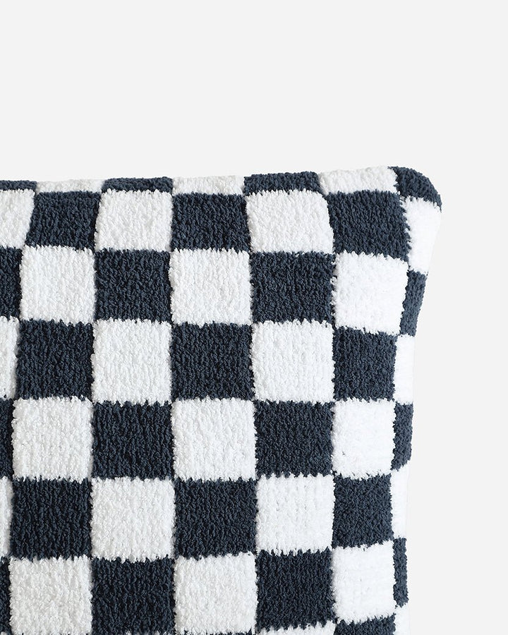 Soft and Comfy Mardi Gras and Midnight - Off White, Moss - Sahara Tan and Mocha - Sahara Tan Checkerboard Throw Pillow - The Rug Decor