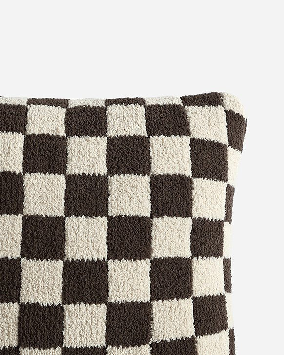 Soft and Comfy Mardi Gras and Midnight - Off White, Moss - Sahara Tan and Mocha - Sahara Tan Checkerboard Throw Pillow - The Rug Decor