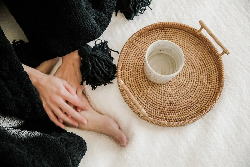 Soft And Cozy Black, White and Tan Tassel Braided Pom Pom Throw - The Rug Decor