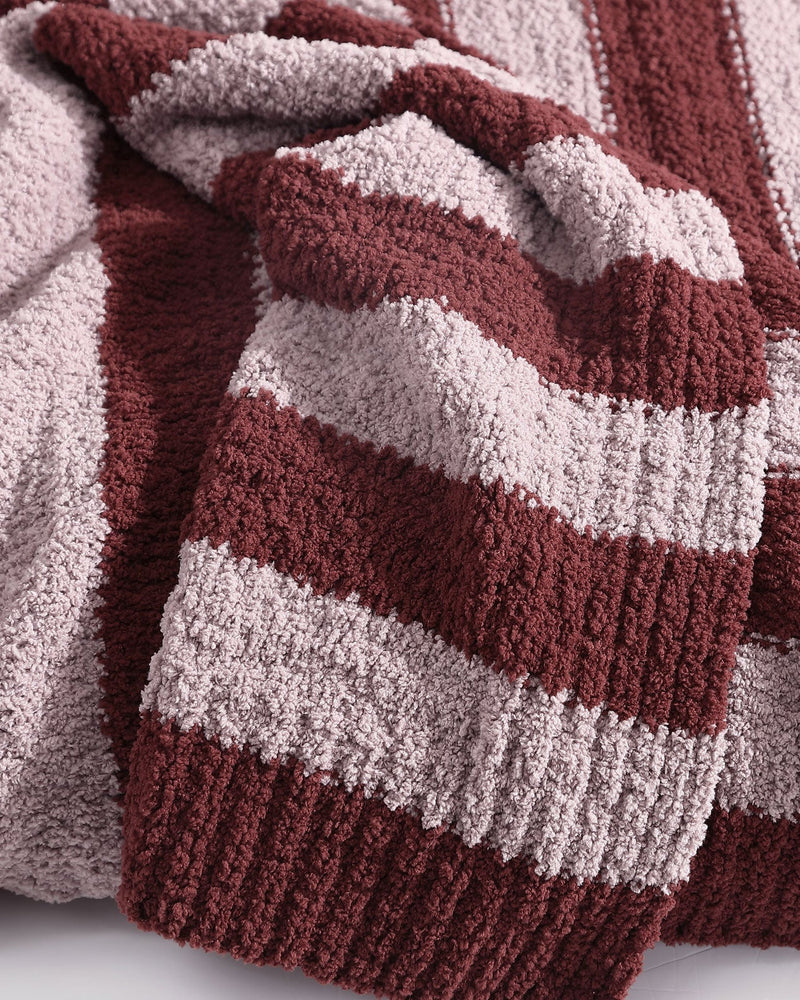 Soft and Cozy Cherry and Forest Striped Sunset Soiree Lightweight Throw - The Rug Decor