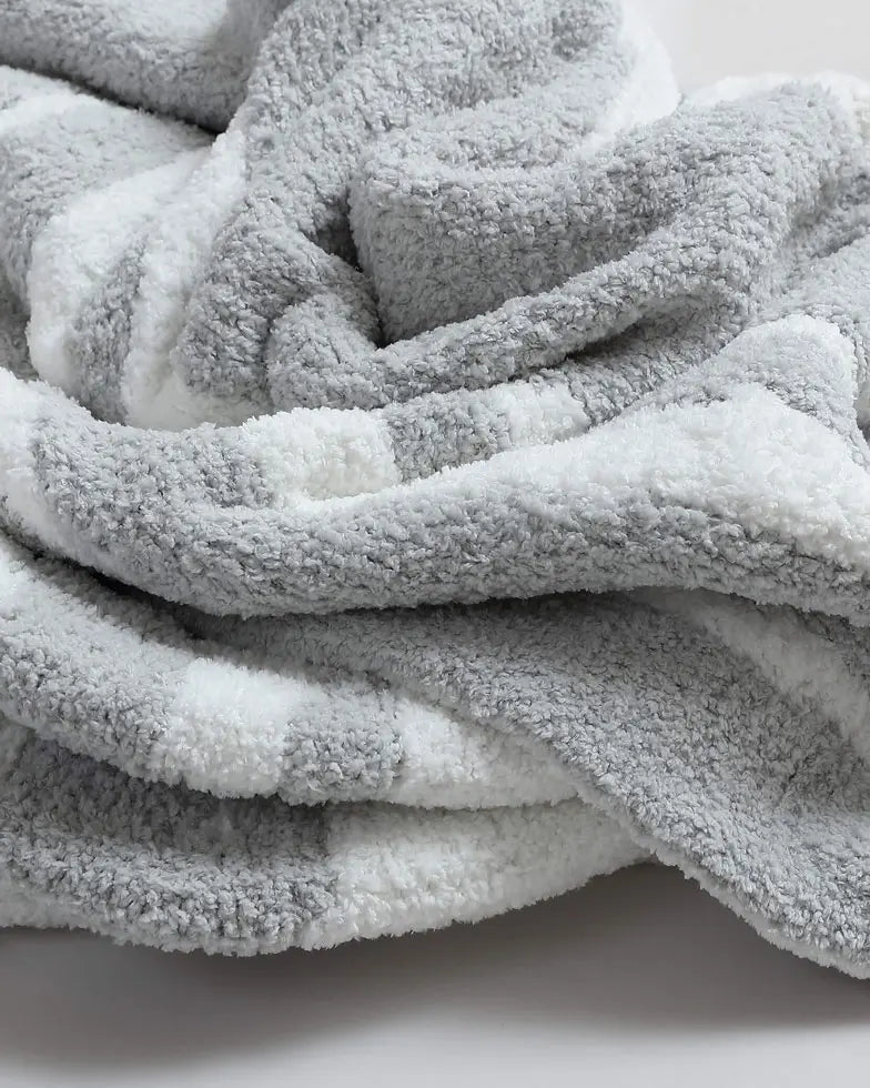 Soft And Cozy Off-white And Cloud Gray Reversible Blanket Throw For Bed Or Couch - The Rug Decor