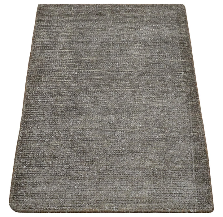Solid 2x3 Brown Hand Knotted Entryway Silk Area Rug | TRD29784 - The Rug Decor