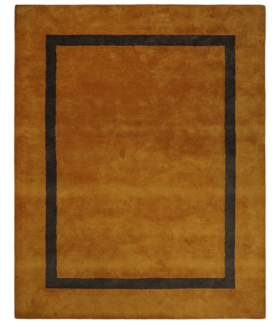 Solid 8x10 Gold and Gray Hand Tufted Modern Scandinavian Wool Area Rug | SOL3 - The Rug Decor