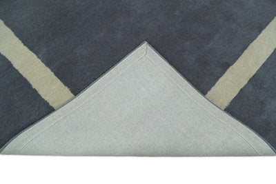 Solid 8x10 Gray and Beige Handmade Modern Scandinavian Wool Area Rug | SOL1 - The Rug Decor