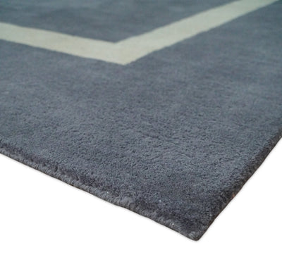 Solid 8x10 Gray and Beige Handmade Modern Scandinavian Wool Area Rug | SOL1 - The Rug Decor