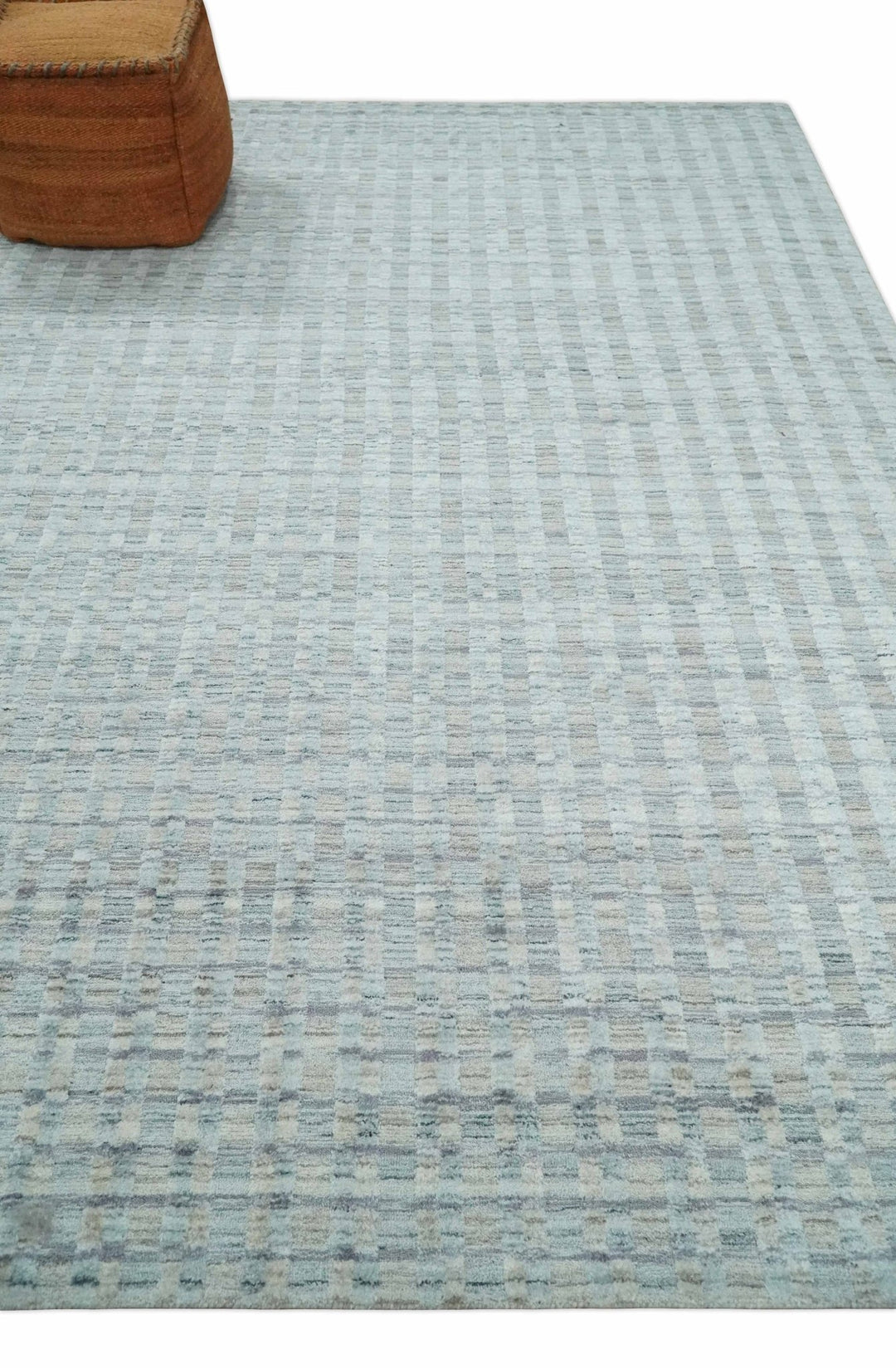 Solid 8x10 Hand Made Camel, Silver and Brown Scandinavian Blended Wool Flatwoven Area Rug | KE35 - The Rug Decor