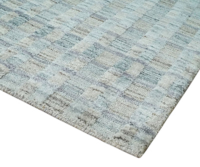 Solid 8x10 Hand Made Camel, Silver and Brown Scandinavian Blended Wool Flatwoven Area Rug | KE35 - The Rug Decor