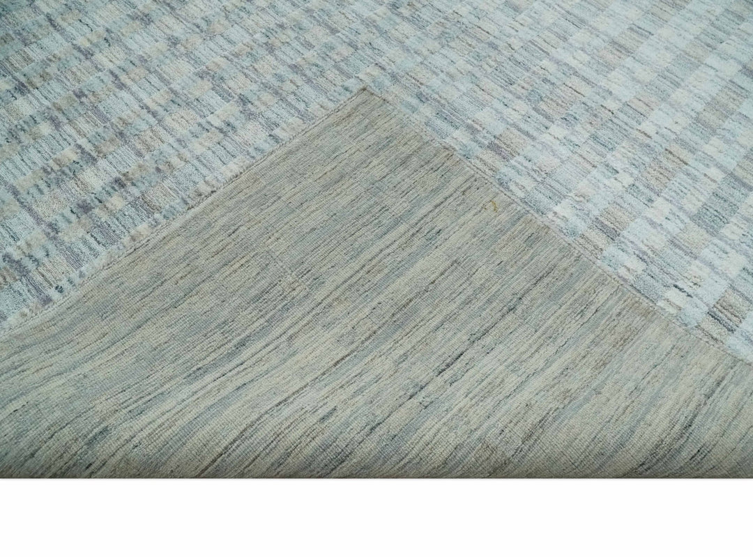 Solid 8x10 Hand Made Camel, Silver and Brown Scandinavian Blended Wool Flatwoven Area Rug | KE35 - The Rug Decor