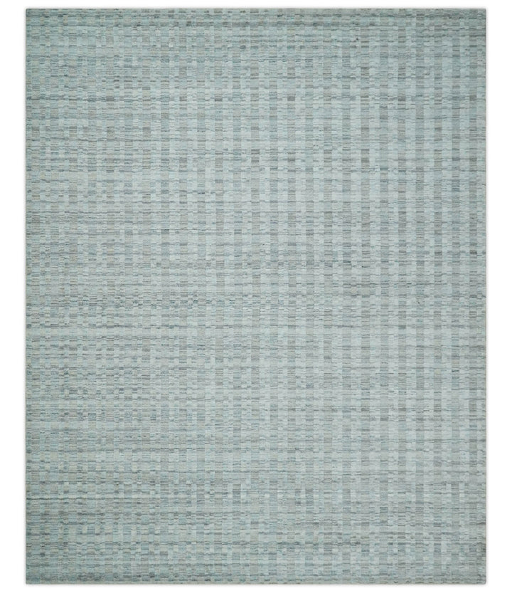 Solid 8x10 Hand Made Camel, Silver and Brown Scandinavian Blended Wool Flatwoven Area Rug | KE35 - The Rug Decor