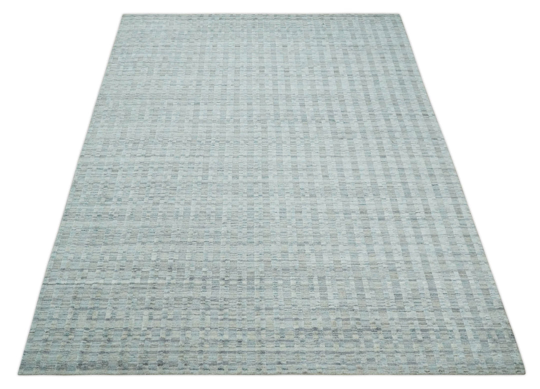 Solid 8x10 Hand Made Camel, Silver and Brown Scandinavian Blended Wool Flatwoven Area Rug | KE35 - The Rug Decor