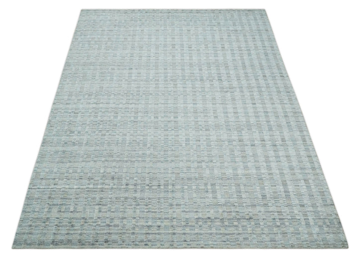 Solid 8x10 Hand Made Camel, Silver and Brown Scandinavian Blended Wool Flatwoven Area Rug | KE35 - The Rug Decor