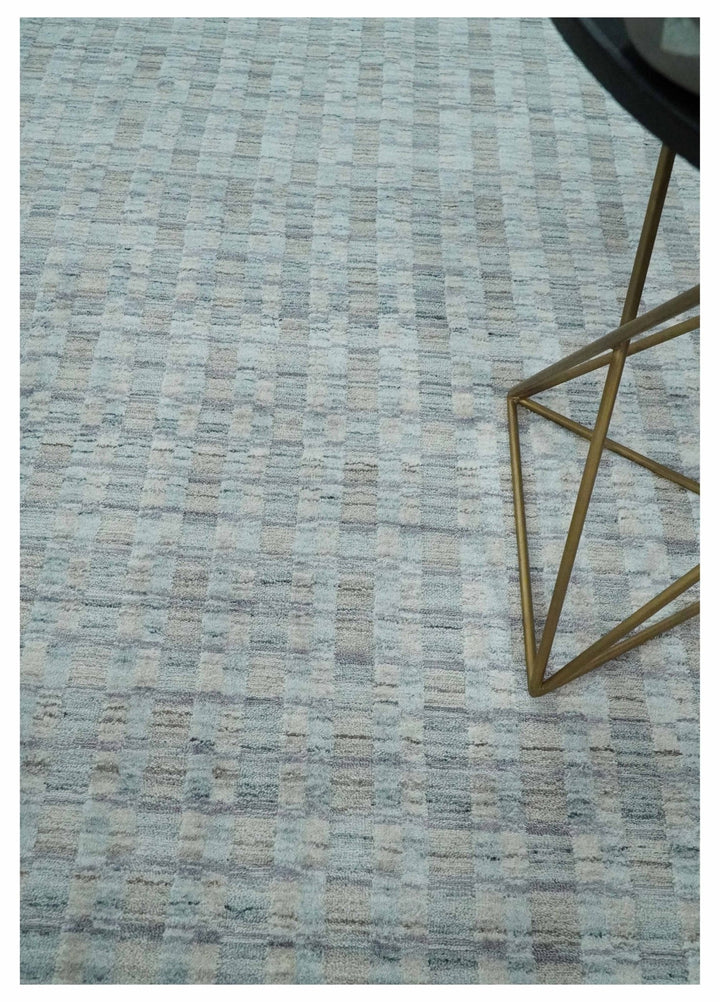 Solid 8x10 Hand Made Camel, Silver and Brown Scandinavian Blended Wool Flatwoven Area Rug | KE35 - The Rug Decor