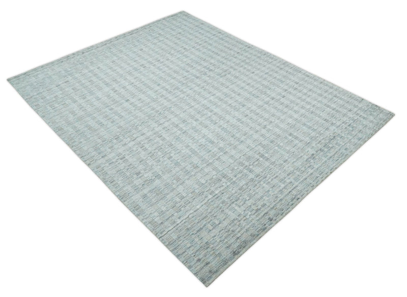 Solid 8x10 Hand Made Camel, Silver and Brown Scandinavian Blended Wool Flatwoven Area Rug | KE35 - The Rug Decor