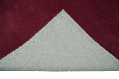 Solid 8x10 Red Maroon Hand Tufted Modern Scandinavian Wool Area Rug | SOL2 - The Rug Decor