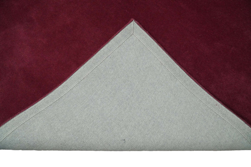 Solid 8x10 Red Maroon Hand Tufted Modern Scandinavian Wool Area Rug | SOL2 - The Rug Decor