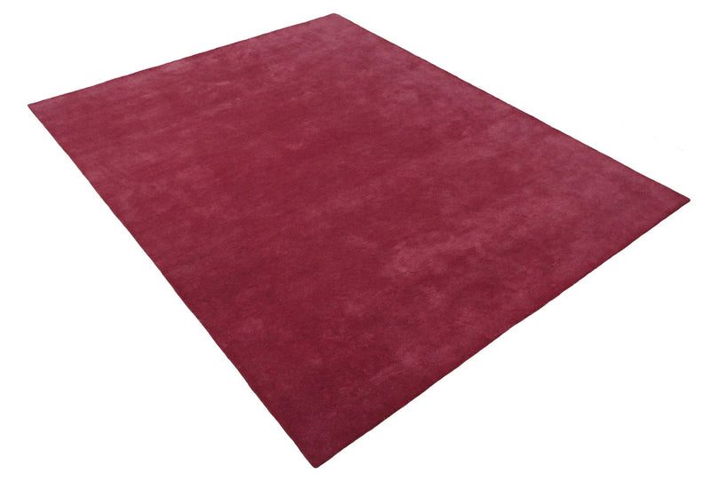 Solid 8x10 Red Maroon Hand Tufted Modern Scandinavian Wool Area Rug | SOL2 - The Rug Decor