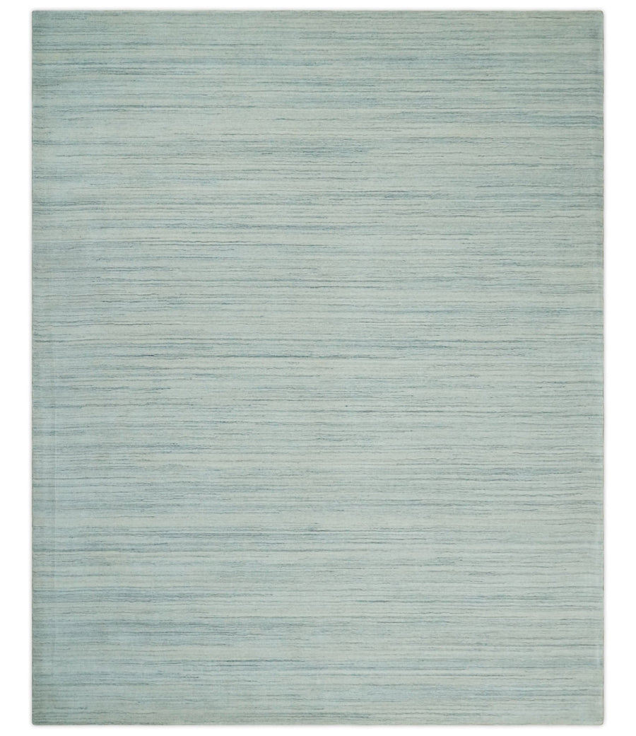 Solid Beige and Silver Scandinavian 8x10 Hand Made Blended Wool Flatwoven Area Rug | KE1 - The Rug Decor
