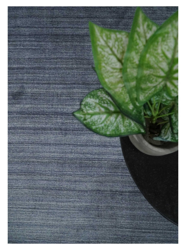 Solid Blue Scandinavian 5x7 Blended Bamboo Silk Flatwoven Area Rug, Dinning, Kids Rug | HL42 - The Rug Decor