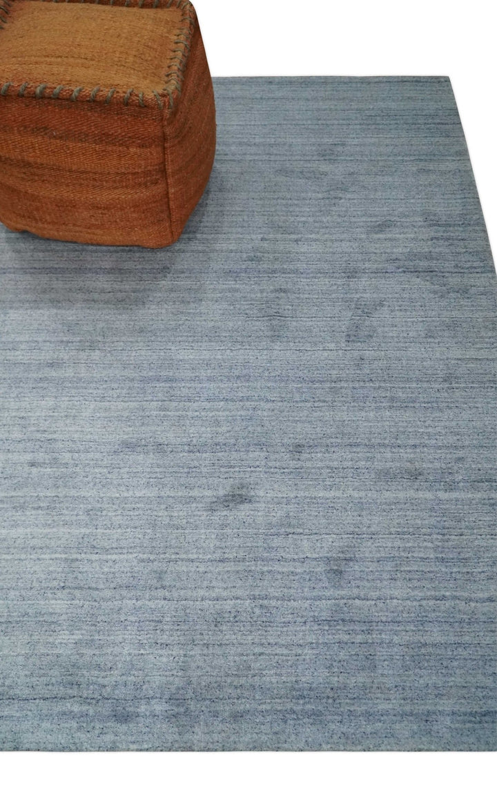 Solid Blue Silver Scandinavian 5x7 Blended Wool Flatwoven Area Rug, Dinning, Kids Rug | HL35 - The Rug Decor