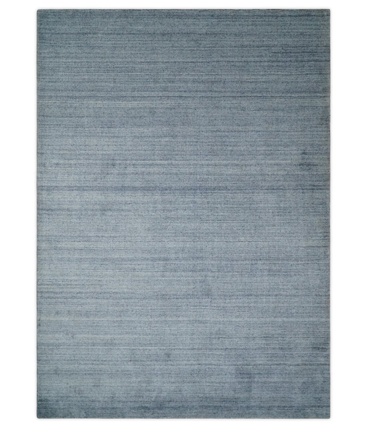Solid Blue Silver Scandinavian 5x7 Blended Wool Flatwoven Area Rug, Dinning, Kids Rug | HL35 - The Rug Decor