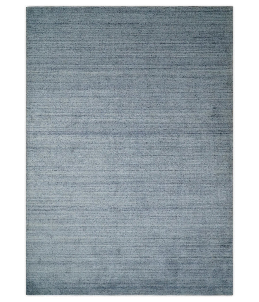 Solid Blue Silver Scandinavian 5x7 Blended Wool Flatwoven Area Rug, Dinning, Kids Rug | HL35 - The Rug Decor