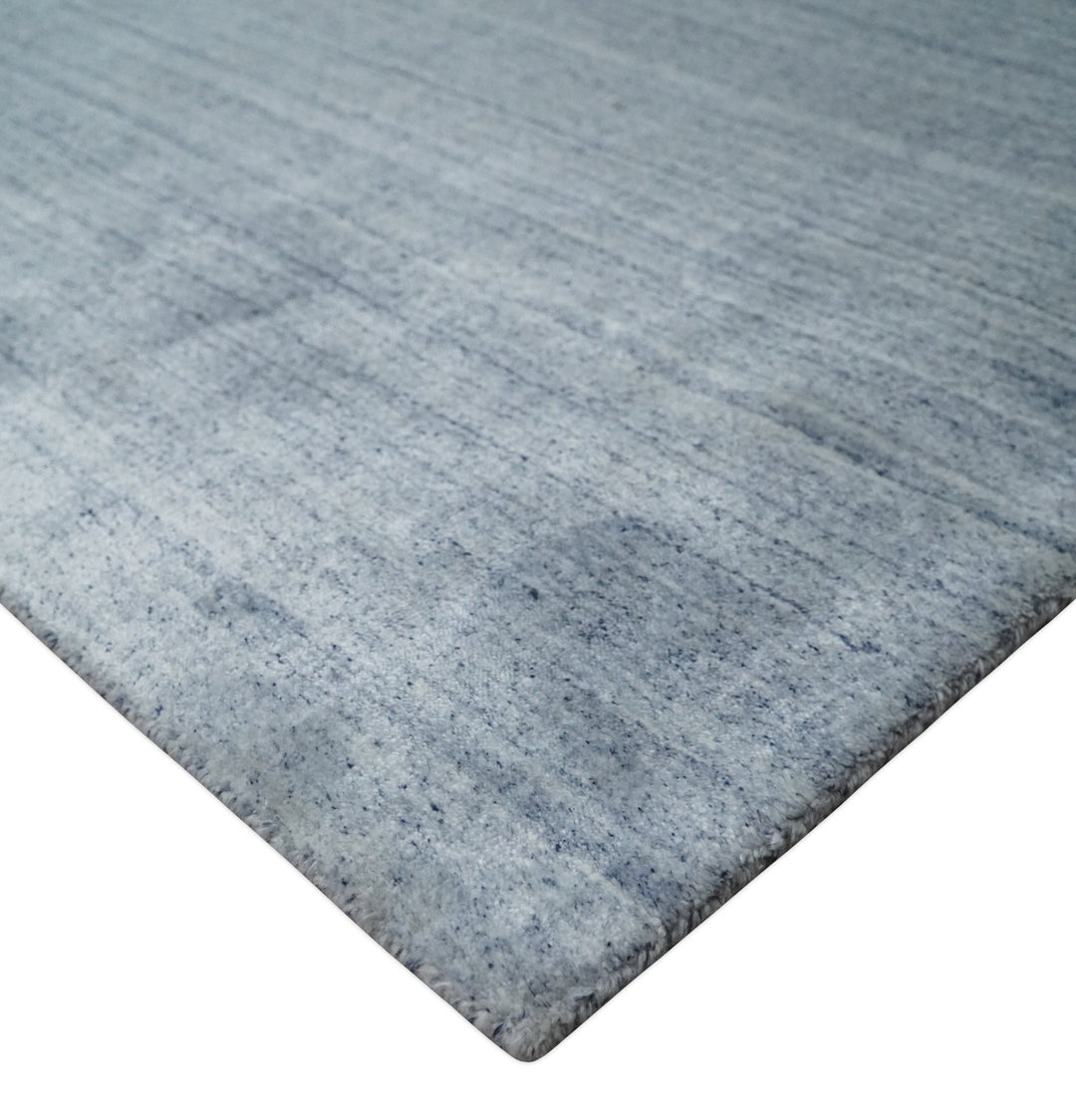 Solid Blue Silver Scandinavian 5x7 Blended Wool Flatwoven Area Rug, Dinning, Kids Rug | HL35 - The Rug Decor