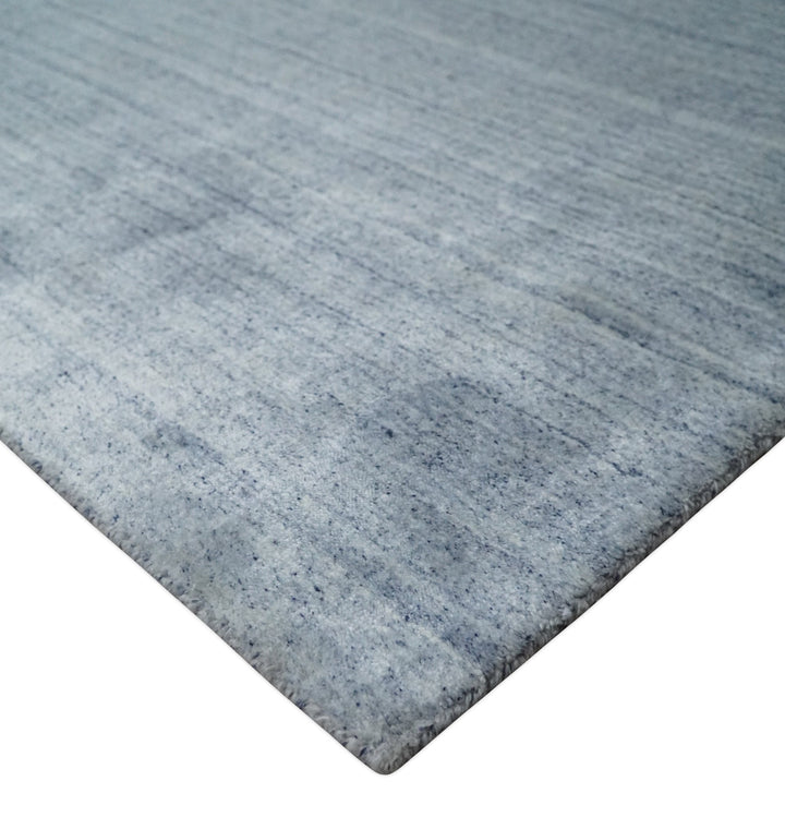 Solid Blue Silver Scandinavian 5x7 Blended Wool Flatwoven Area Rug, Dinning, Kids Rug | HL35 - The Rug Decor