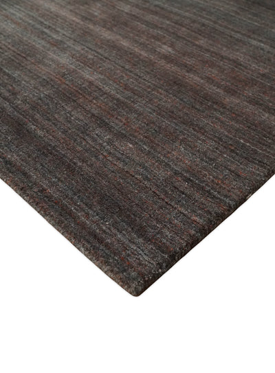 Solid Brown Scandinavian 5x7 Blended Wool Flatwoven Area Rug, Dinning, Kids Rug | HL17 - The Rug Decor