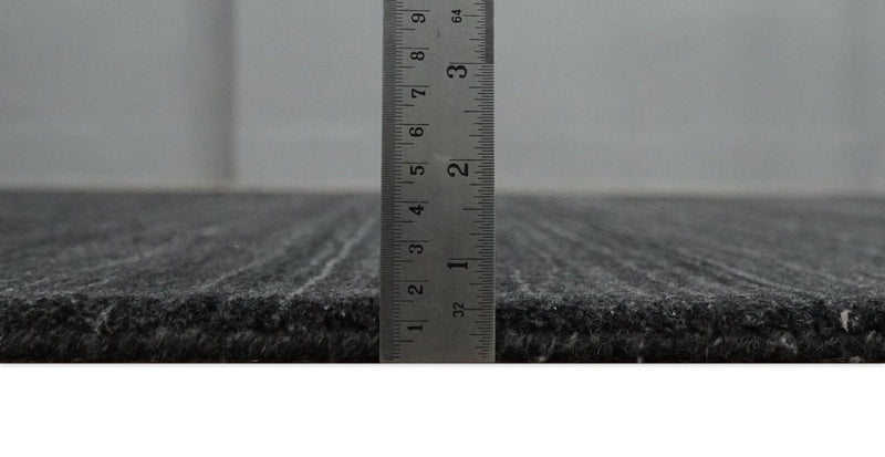 Solid Charcoal Black Scandinavian 5x7 Blended Wool Flatwoven Area Rug | HL13 - The Rug Decor