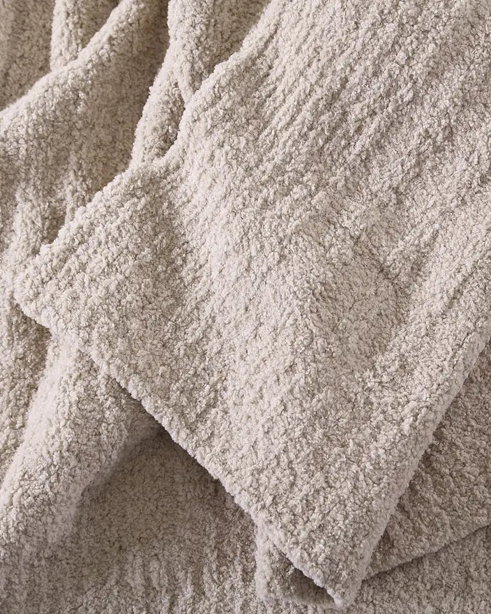Solid Cloud Gray, Blush, Taupe, Sage and Off White Ribbed Lightweight Throw - The Rug Decor