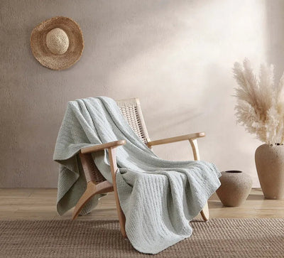 Solid Cloud Gray, Blush, Taupe, Sage and Off White Ribbed Lightweight Throw - The Rug Decor
