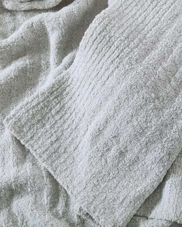 Solid Cloud Gray, Blush, Taupe, Sage and Off White Ribbed Lightweight Throw - The Rug Decor