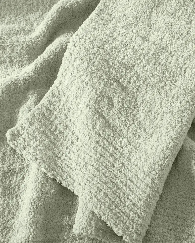 Solid Cloud Gray, Blush, Taupe, Sage and Off White Ribbed Lightweight Throw - The Rug Decor